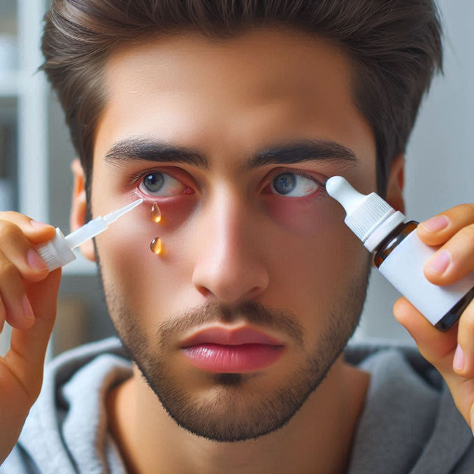 A person using eye drops and taking supplements aids LASIK recovery, reducing dryness, preventing infection, and easing discomfort.